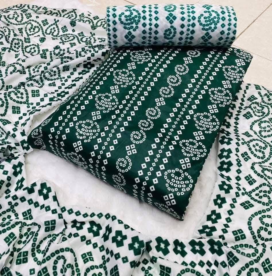 Unstitched 3Pcs Dress Green