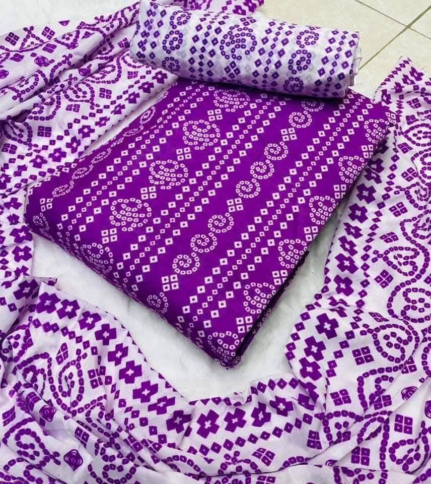 Unstitched 3Pcs Dress Purple