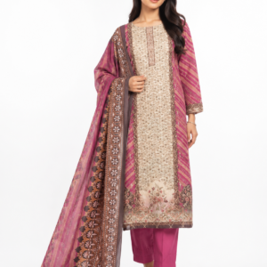 Embroidery & Sequence Premium A/C Cotton 3 Pcs Set