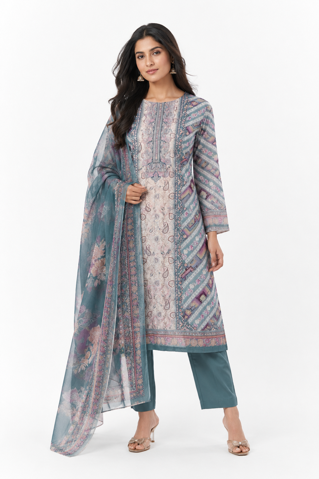 Premium A/C Cotton 3 Pcs Set with Embroidery & Sequence