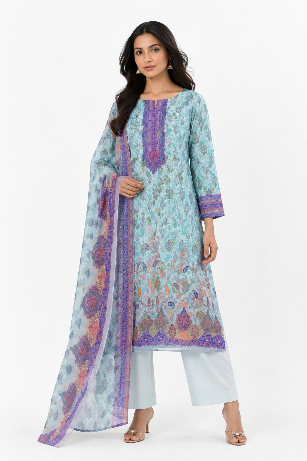 TANISHA – Embroidery & Sequence Premium Cotton 3 Pcs Set