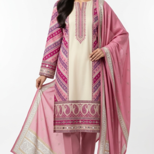 Premium A/C Cotton 3 Pcs Set with Embroidery & Sequence