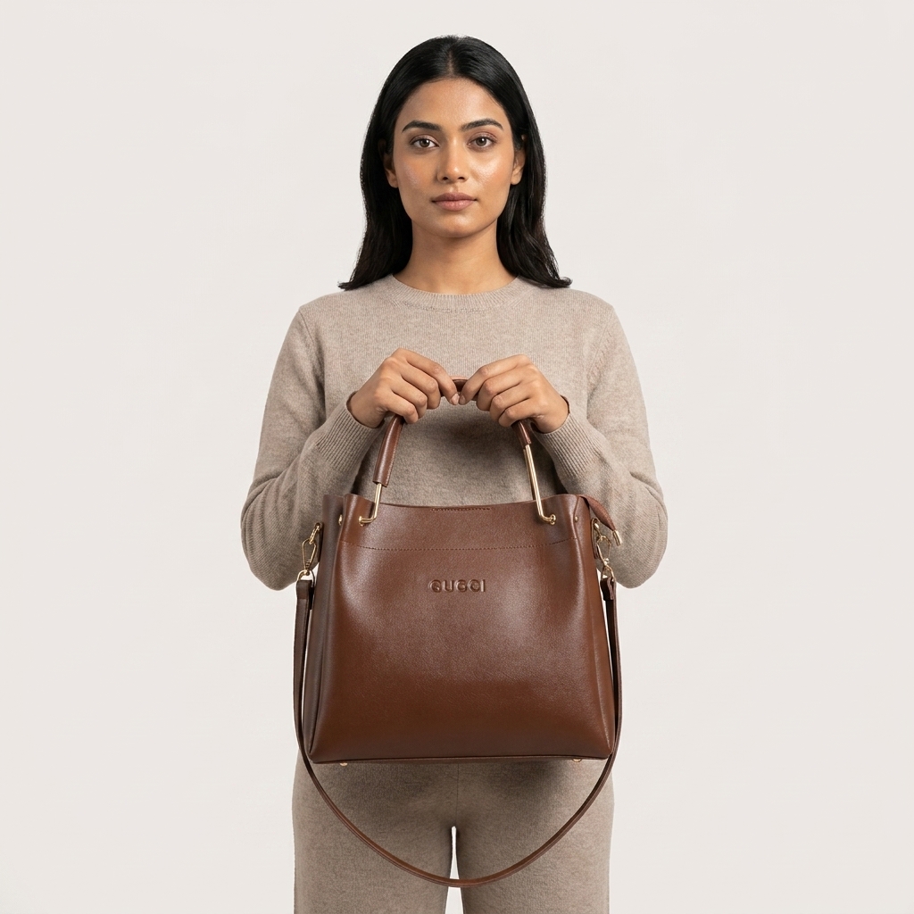 Exclusive 3-Pieces Original Italian Leather Ladies Bag Combo - Brown - Image 2
