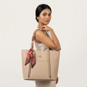 CHRISSELLA Premium Italian Ladies Handbag with Silk Scarf Accent