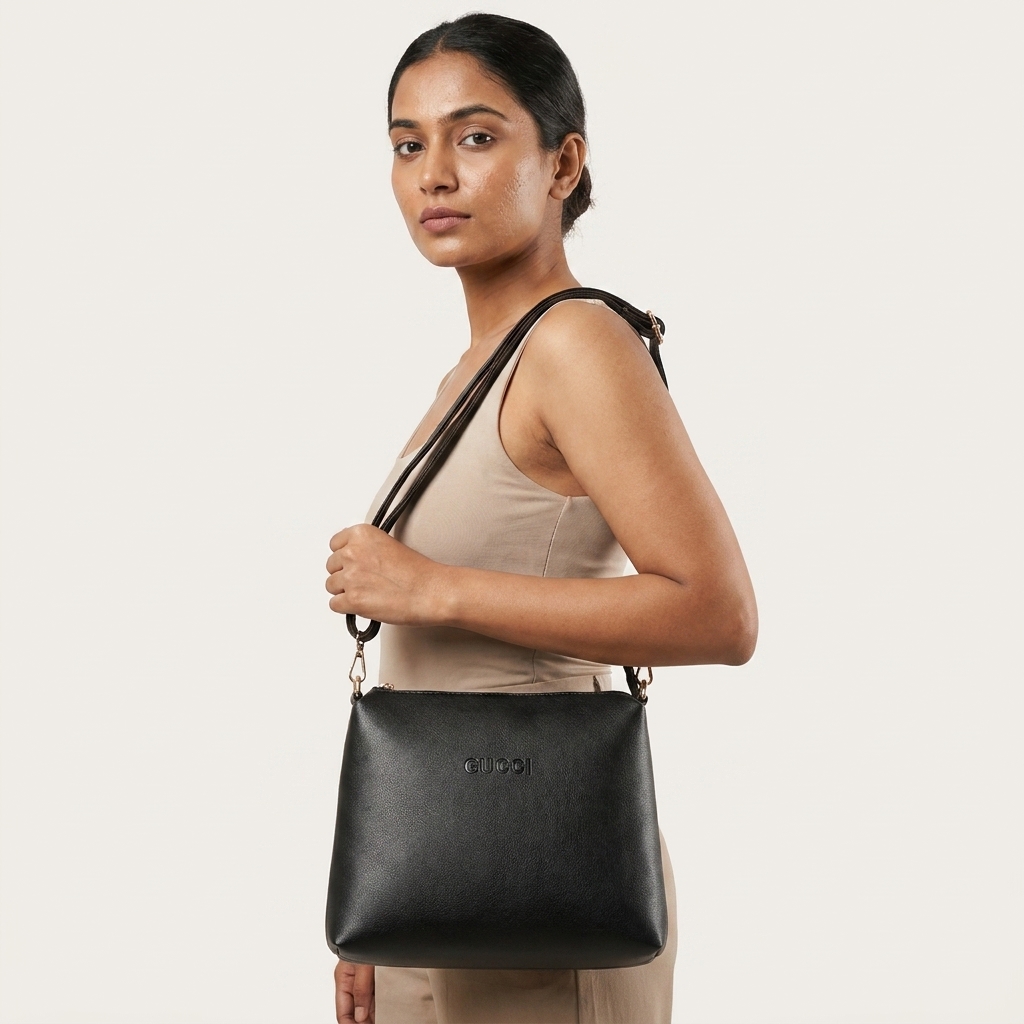 Exclusive 3-Pieces Original Italian Leather Ladies Bag Combo - Black - Image 4