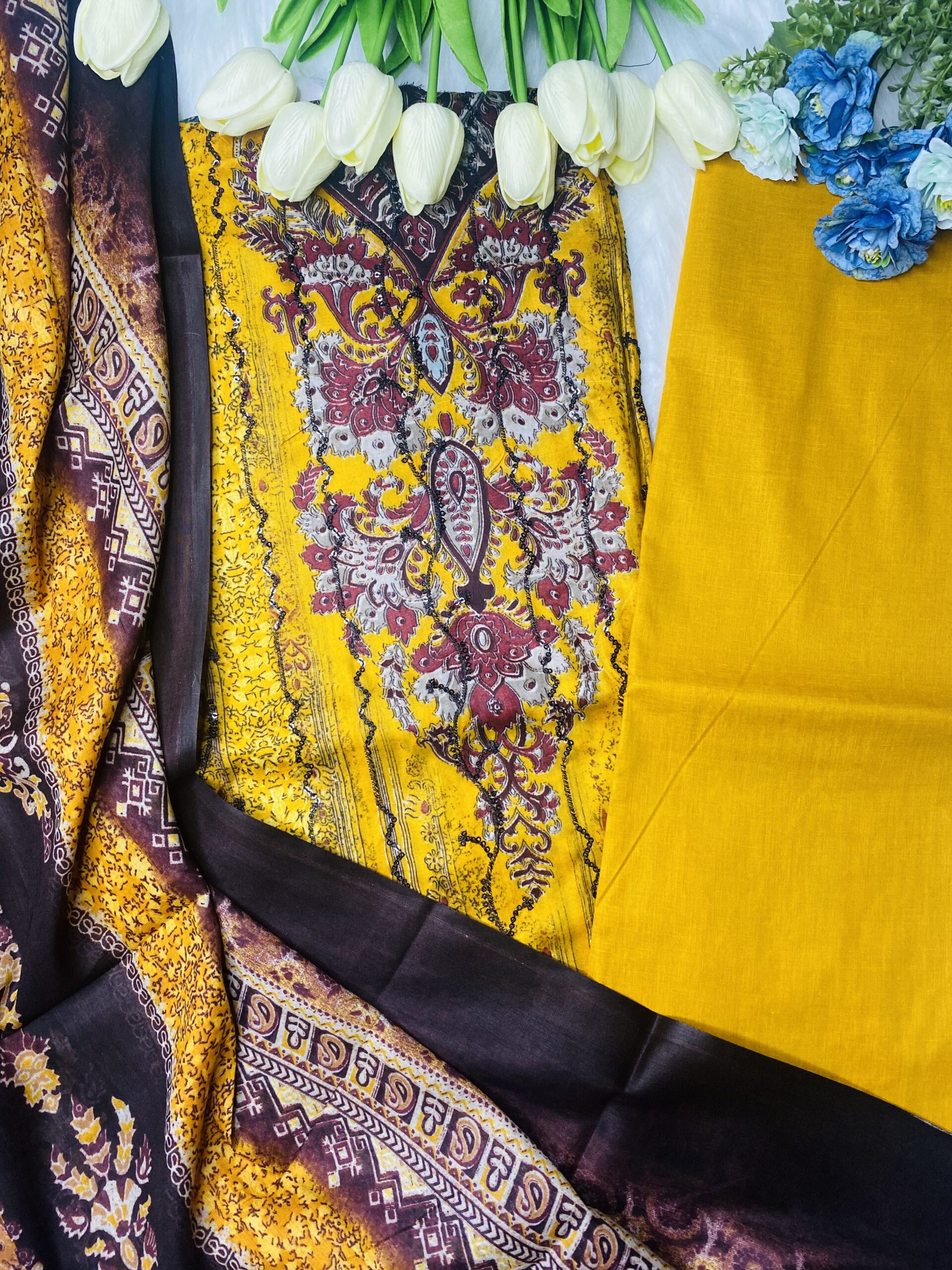 4. VIVEK Premium 3 Pcs Set – Sequence Work Kameez & Printed Dupatta - Image 3